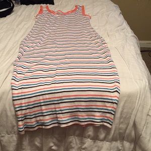 Peach strip fitted midi sundress never been worn
